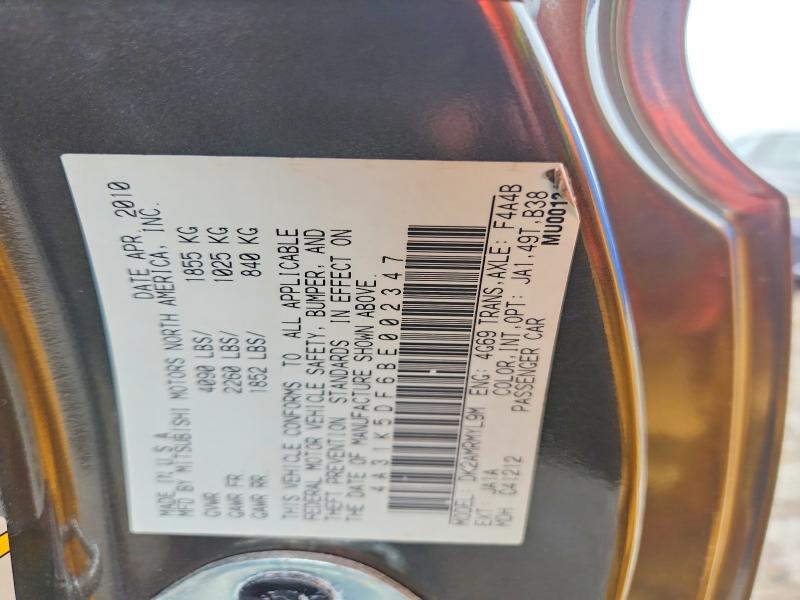 63784016 :رقم المزاد ، 4A31K5DF6BE002347 vin ، 2011 Mitsubishi Eclipse مزاد بيع