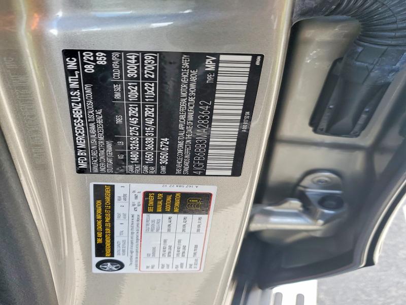 2021 Mercedes-benz Gle მანქანა იყიდება აუქციონზე, vin: 4JGFB6BB3MA283642, აუქციონის ნომერი: 65277266