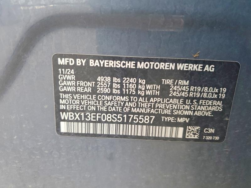 65800326 :رقم المزاد ، WBX13EF08S5175587 vin ، 2025 Bmw X1 مزاد بيع