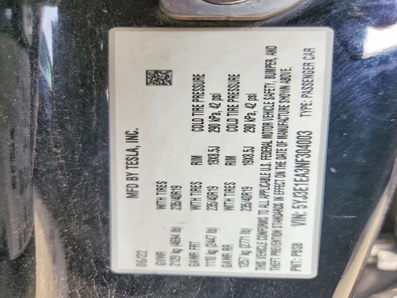 Aukcja sprzedaży 2022 Tesla Model 3, vin: 5YJ3E1EA3NF304003, numer aukcji: 64496806