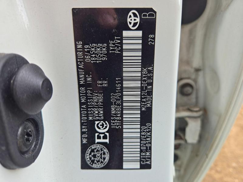 Продажа на аукционе авто 2020 Toyota Corolla, vin: 5YFB4RBE3LP014611, номер лота: 64279426