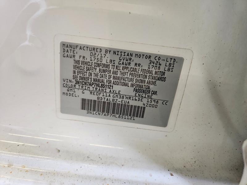 Aukcja sprzedaży 2017 Nissan Versa, vin: 3N1CN7AP7HL851121, numer aukcji: 66437646