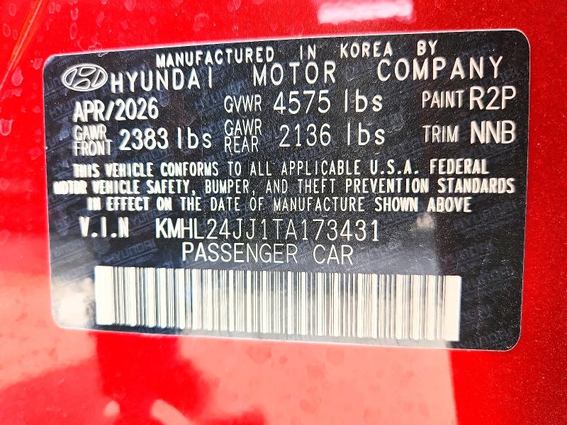 Продажа на аукционе авто 2026 Hyundai Sonata Hybrid, vin: KMHL24JJ1TA173431, номер лота: 64656896