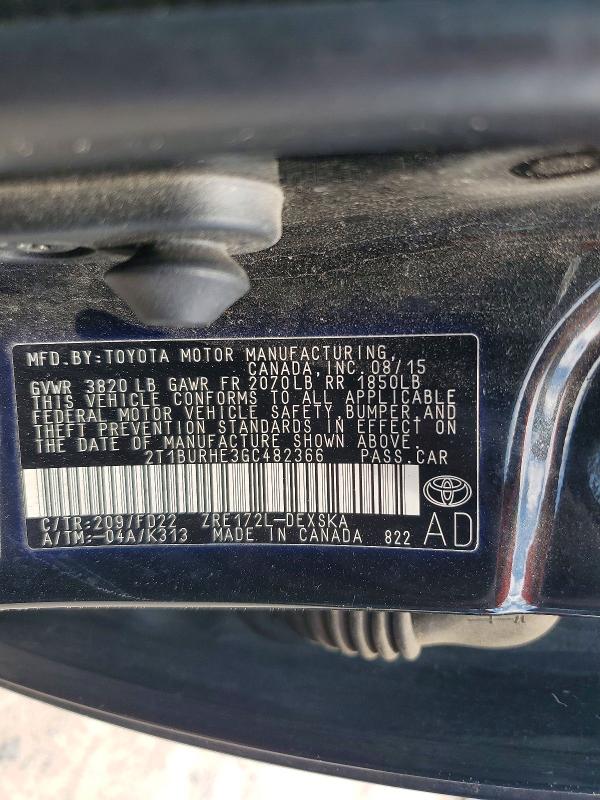 Aukcja sprzedaży 2016 Toyota Corolla, vin: 2T1BURHE3GC482366, numer aukcji: 64594476