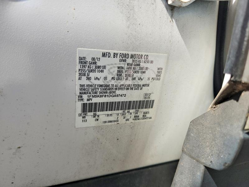 2013 Ford Explorer მანქანა იყიდება აუქციონზე, vin: 1FM5K8F81DGA97472, აუქციონის ნომერი: 64962686