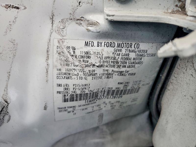 2007 Ford Five Hundred მანქანა იყიდება აუქციონზე, vin: 1FAHP24177G128109, აუქციონის ნომერი: 63515886