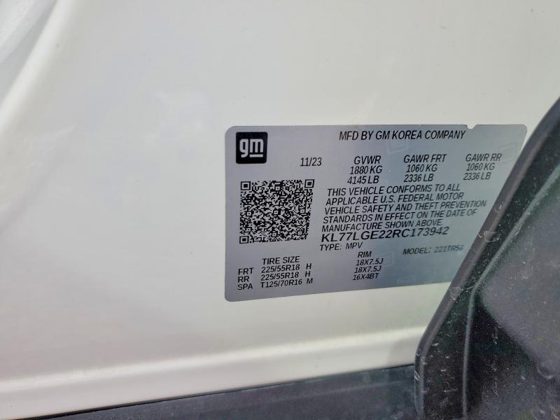2024 Chevrolet Trax მანქანა იყიდება აუქციონზე, vin: KL77LGE22RC173942, აუქციონის ნომერი: 66283306