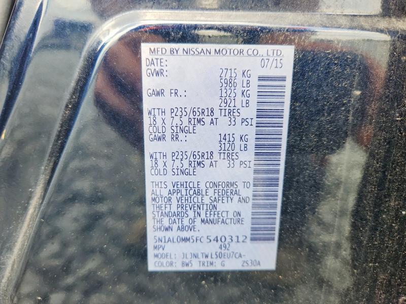 Продажа на аукционе авто 2015 Infiniti Qx60, vin: 5N1AL0MM5FC540312, номер лота: 65133146