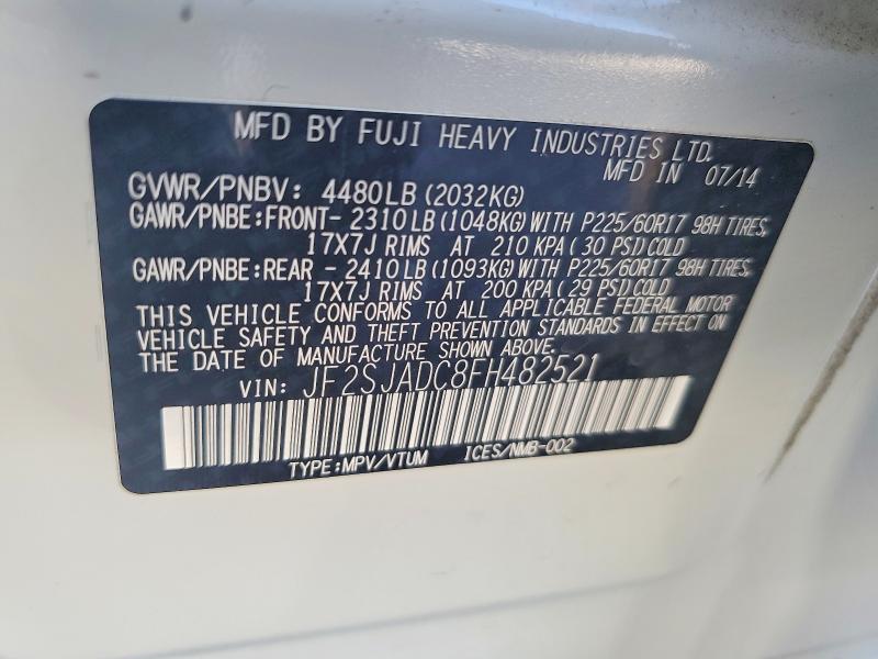 Aukcja sprzedaży 2015 Subaru Forester, vin: JF2SJADC8FH482521, numer aukcji: 65860066