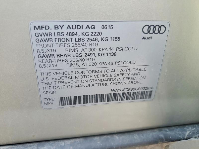 Aukcja sprzedaży 2016 Audi Q3, vin: WA1GFCFS0GR002676, numer aukcji: 65562346