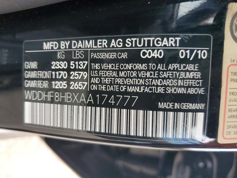 2010 Mercedes-benz E მანქანა იყიდება აუქციონზე, vin: WDDHF8HBXAA174777, აუქციონის ნომერი: 66994996