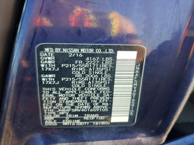 64073466 :رقم المزاد ، JN8AF5MV4GT659105 vin ، 2016 Nissan Juke مزاد بيع