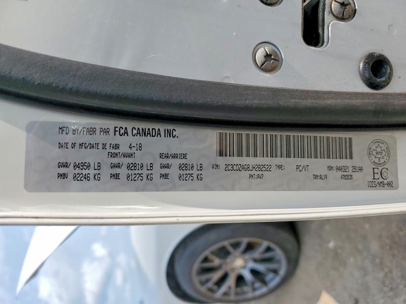 Auction sale of the 2018 Dodge Challenger, vin: 2C3CDZAG8JH282522, lot number: 63575746