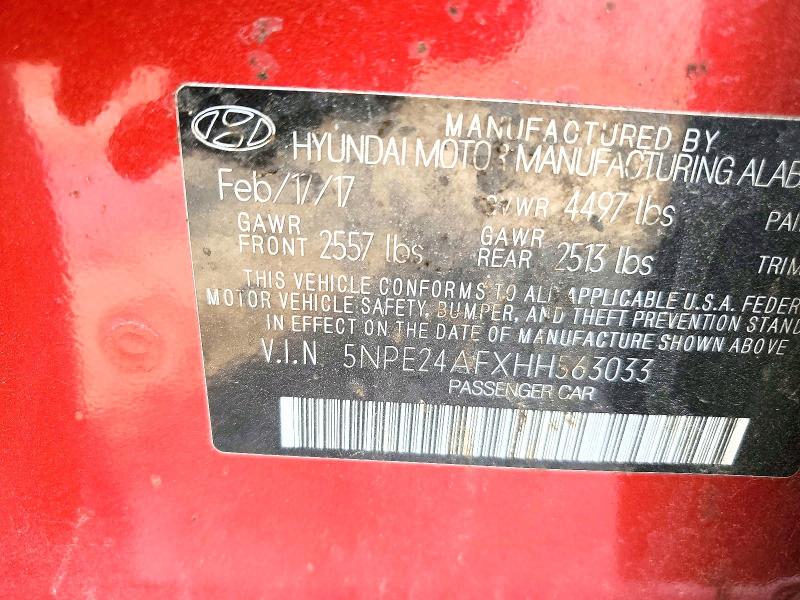 Продаж на аукціоні авто 2017 Hyundai Sonata, vin: 5NPE24AFXHH563033, номер лоту: 63815936