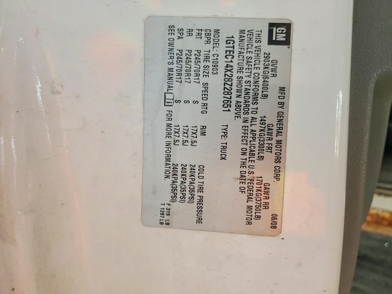 Aukcja sprzedaży 2008 Gmc Sierra, vin: 1GTEC14X28Z287651, numer aukcji: 65022986