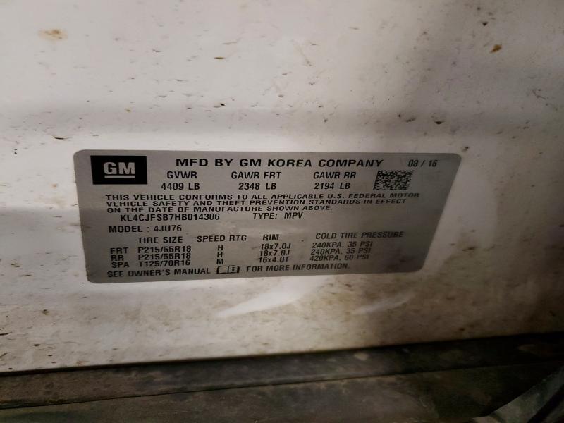 Aukcja sprzedaży 2017 Buick Encore, vin: KL4CJFSB7HB014306, numer aukcji: 64697436