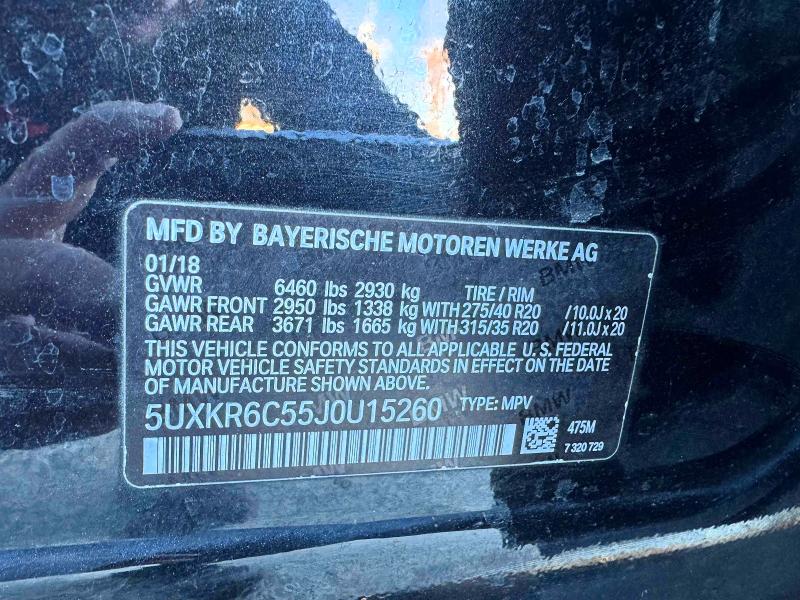 2018 Bmw X5 მანქანა იყიდება აუქციონზე, vin: 5UXKR6C55J0U15260, აუქციონის ნომერი: 65650056
