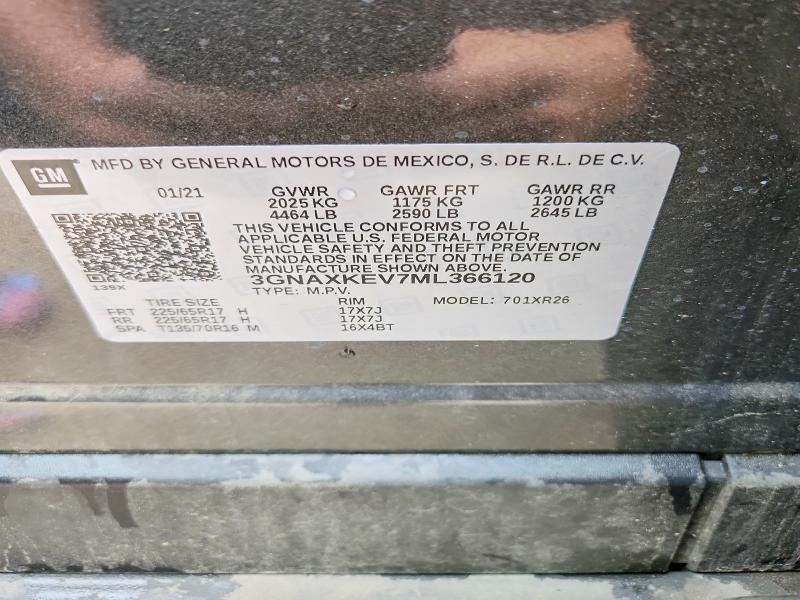Aukcja sprzedaży 2021 Chevrolet Equinox, vin: 3GNAXKEV7ML366120, numer aukcji: 64387896