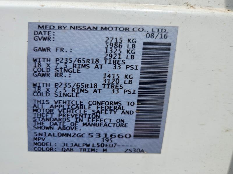 Aukcja sprzedaży 2016 Infiniti Qx60, vin: 5N1AL0MN2GC531660, numer aukcji: 64470616