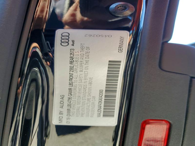 Aukcja sprzedaży 2019 Audi A4, vin: WAUDNAF43KA042000, numer aukcji: 65414666
