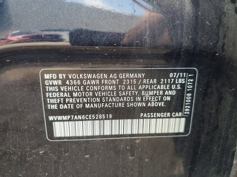 Продаж на аукціоні авто 2012 Volkswagen Cc, vin: WVWMP7AN6CE528519, номер лоту: 64021906