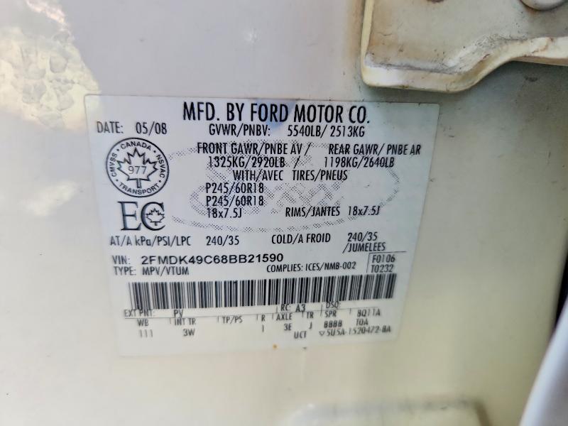 2008 Ford Edge მანქანა იყიდება აუქციონზე, vin: 2FMDK49C68BB21590, აუქციონის ნომერი: 66221626