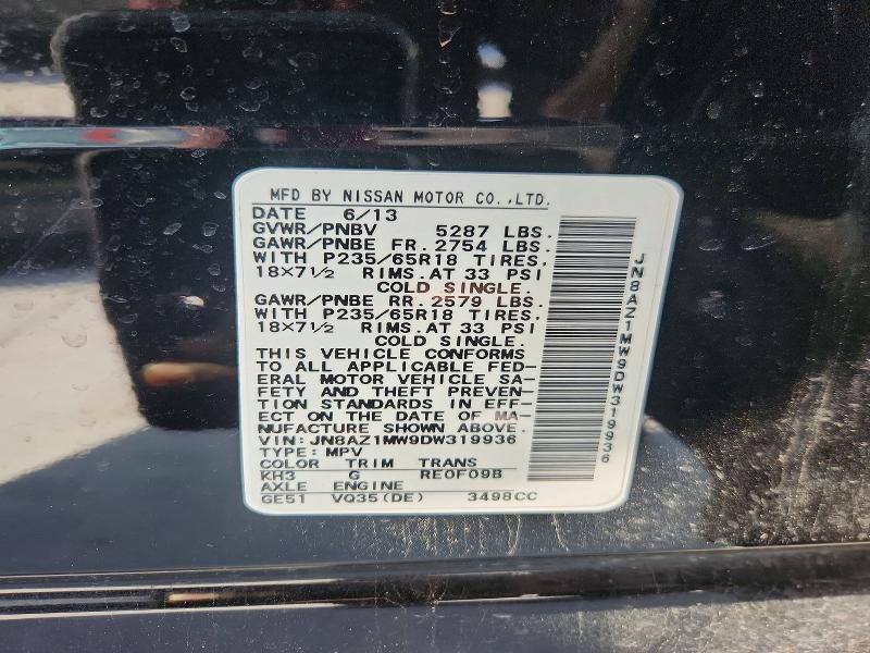 Продаж на аукціоні авто 2013 Nissan Murano, vin: JN8AZ1MW9DW319936, номер лоту: 64285656