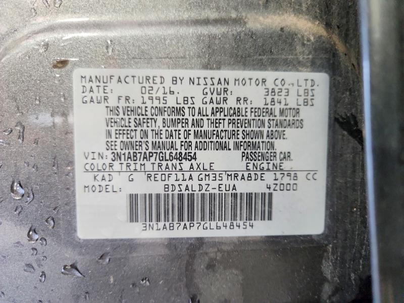 Продаж на аукціоні авто 2016 Nissan Sentra, vin: 3N1AB7AP7GL648454, номер лоту: 66099156
