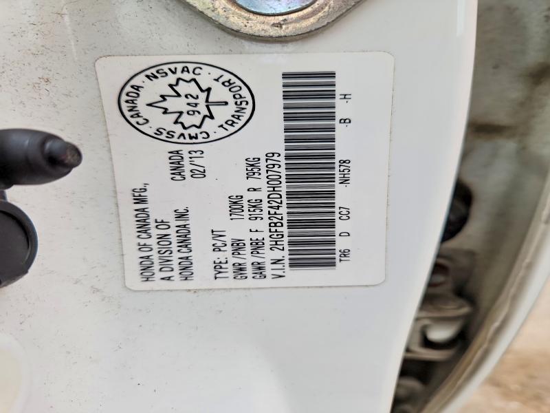2013 Honda Civic მანქანა იყიდება აუქციონზე, vin: 2HGFB2F42DH007979, აუქციონის ნომერი: 63533566