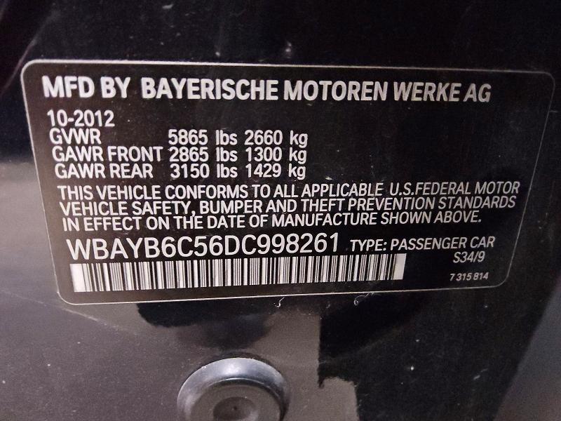 Продаж на аукціоні авто 2013 Bmw 750, vin: WBAYB6C56DC998261, номер лоту: 62547466