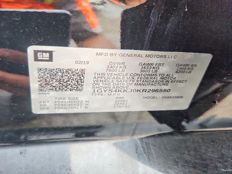 Продаж на аукціоні авто 2019 Cadillac Escalade, vin: 1GYS4KKJ0KR296550, номер лоту: 64982316