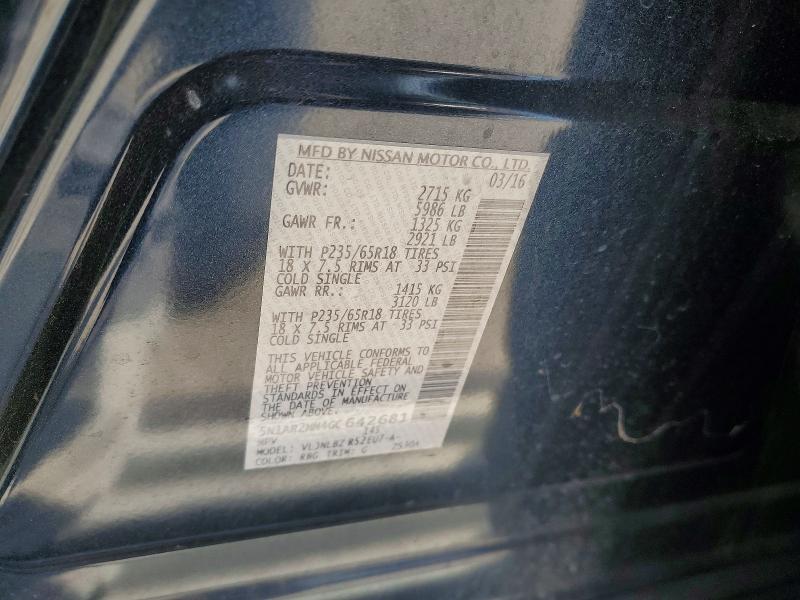 2016 Nissan Pathfinder მანქანა იყიდება აუქციონზე, vin: 5N1AR2MM4GC642681, აუქციონის ნომერი: 63510916