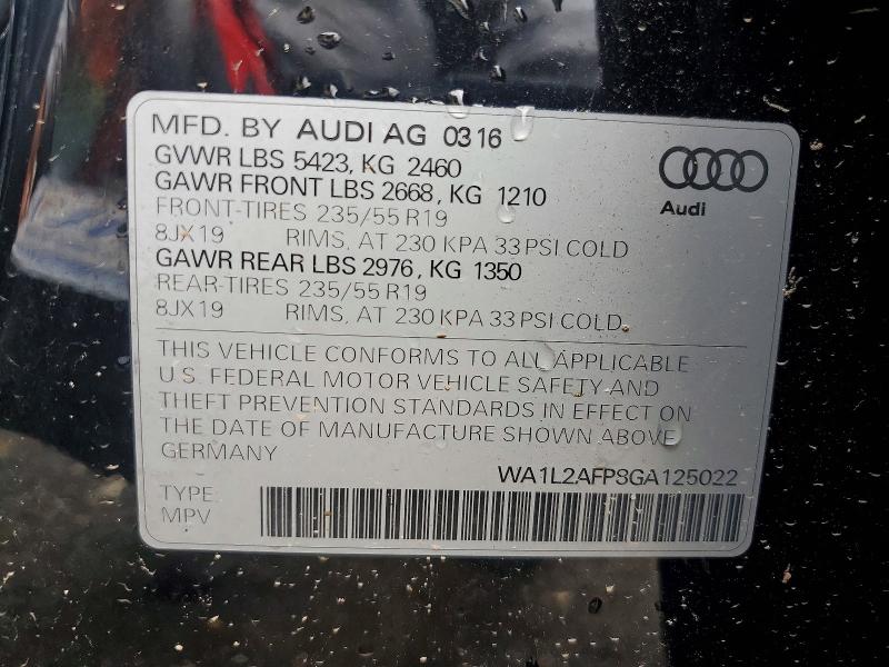 Продаж на аукціоні авто 2016 Audi Q5, vin: WA1L2AFP8GA125022, номер лоту: 63605136