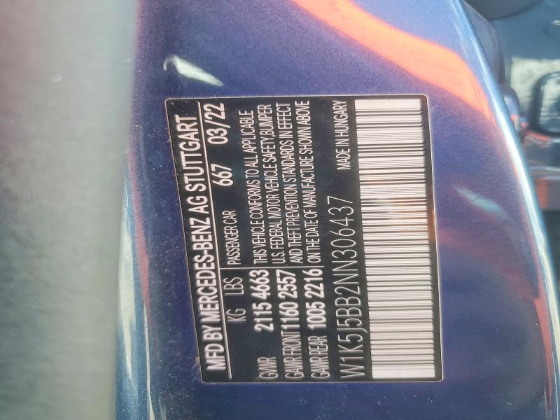 64021886 :رقم المزاد ، W1K5J5BB2NN306437 vin ، 2022 Mercedes-benz Cla مزاد بيع