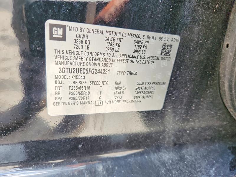 Продаж на аукціоні авто 2015 Gmc Sierra, vin: 3GTU2UEC6FG244231, номер лоту: 66105406
