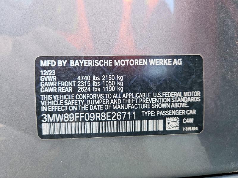 Aukcja sprzedaży 2024 Bmw 330xi, vin: 3MW89FF09R8E26711, numer aukcji: 63922096