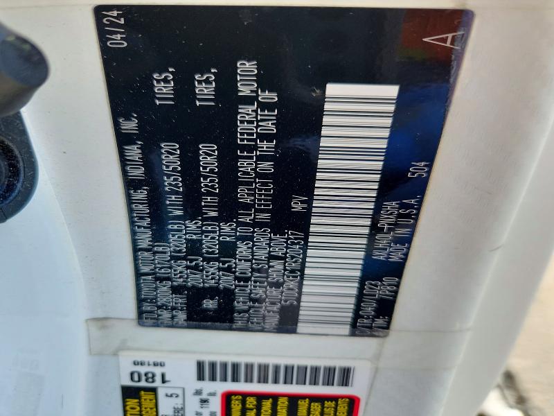 64838236 :رقم المزاد ، 5TDCRKEC1RS204317 vin ، 2024 Toyota Sienna مزاد بيع
