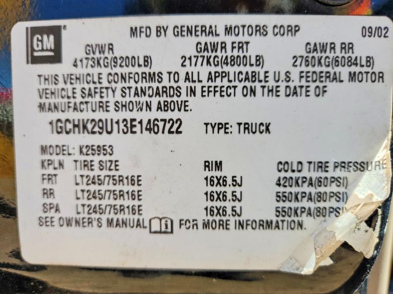 Aukcja sprzedaży 2003 Chevrolet Silverado 2500, vin: 1GCHK29U13E146722, numer aukcji: 66382836