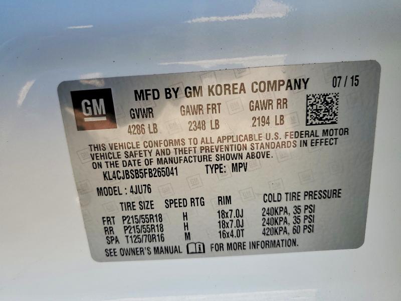 Продажа на аукционе авто 2015 Buick Encore, vin: KL4CJBSB5FB265041, номер лота: 65475876