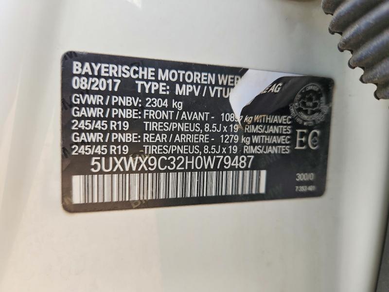 Aukcja sprzedaży 2017 Bmw X3, vin: 5UXWX9C32H0W79487, numer aukcji: 63602466