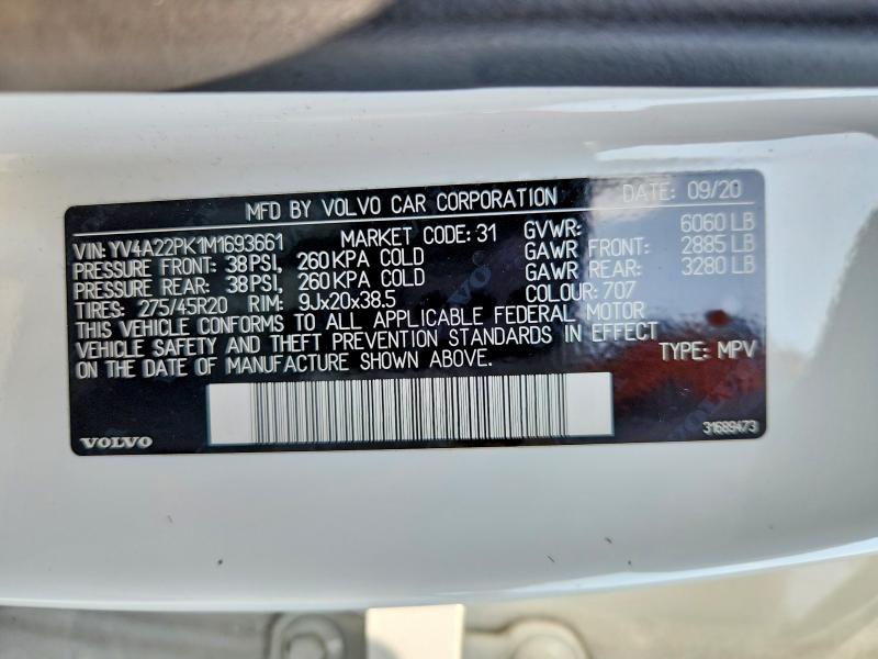 Продажа на аукционе авто 2021 Volvo Xc90, vin: YV4A22PK1M1693661, номер лота: 63917596