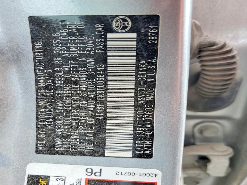 2015 Toyota Camry მანქანა იყიდება აუქციონზე, vin: 4T1BF1FK8FU066413, აუქციონის ნომერი: 63881576