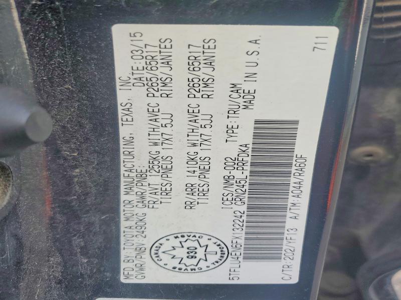 65677866 :رقم المزاد ، 5TFLU4EN6FX132242 vin ، 2015 Toyota Tacoma مزاد بيع
