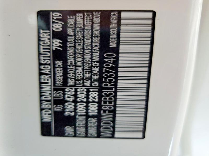 Продаж на аукціоні авто 2020 Mercedes-benz C, vin: WDDWF8EB3LR537940, номер лоту: 61881626