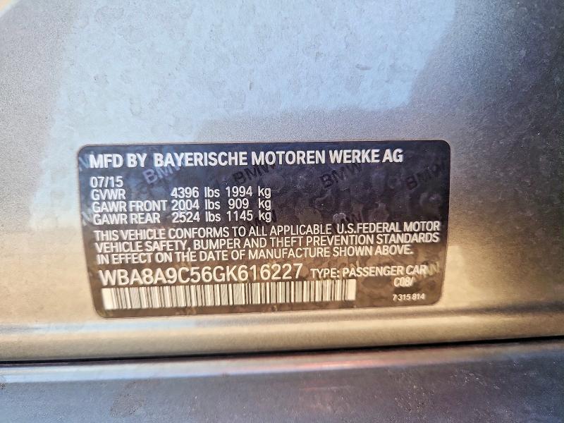 Aukcja sprzedaży 2016 Bmw 320, vin: WBA8A9C56GK616227, numer aukcji: 66301006
