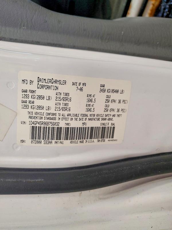 64790066 :رقم المزاد ، 1D4GP45R96B756032 vin ، 2006 Dodge Caravan مزاد بيع