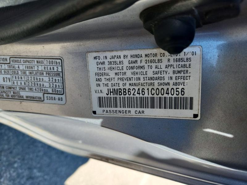 Продажа на аукционе авто 2001 Honda Prelude, vin: JHMBB62461C004056, номер лота: 70093306