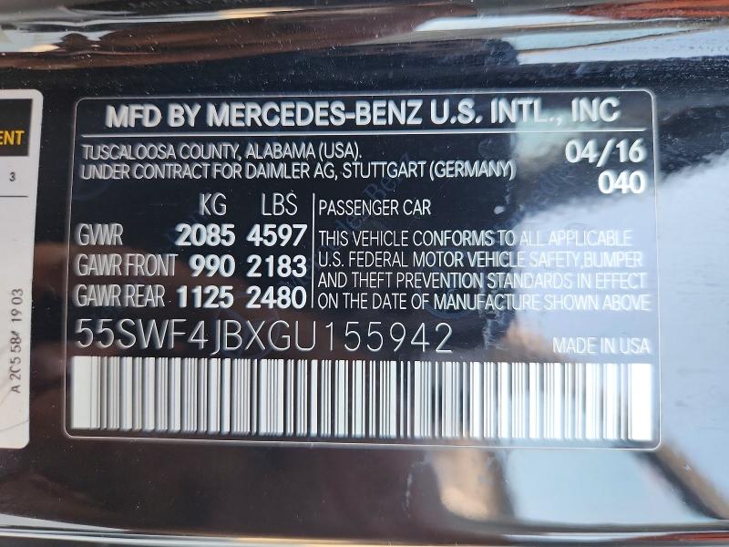Продажа на аукционе авто 2016 Mercedes-benz C, vin: 55SWF4JBXGU155942, номер лота: 67120946