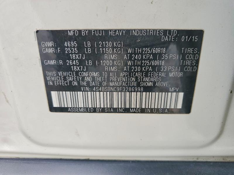 Aukcja sprzedaży 2015 Subaru Outback, vin: 4S4BSBNC9F3286998, numer aukcji: 66566956
