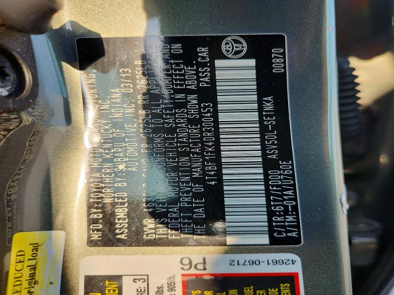 Продаж на аукціоні авто 2013 Toyota Camry, vin: 4T4BF1FK4DR300453, номер лоту: 66698236